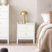 Berna mesita de noche de madera lacada en blanco 25 % de descuento Berna mesita de noche de madera lacada en blanco 25 % de descuento