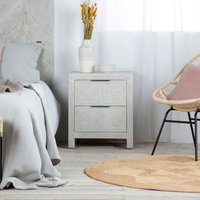 Cuzco mesita de noche de madera maciza de araucaria blanco wild 15 % de descuento Cuzco mesita de noche de madera maciza de araucaria blanco wild 15 % de descuento