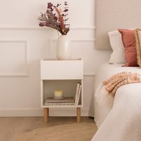 Canes mesita de noche blanco mate y natural duna Canes mesita de noche blanco mate y natural duna