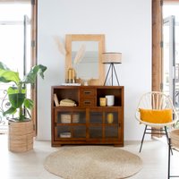 Kenia aparador estrecho de madera maciza de mindi color teca 22 % de descuento Kenia aparador estrecho de madera maciza de mindi color teca 22 % de descuento