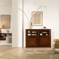 Kenia aparador estrecho de madera maciza de mindi color teca 145 cm 25 % de descuento Kenia aparador estrecho de madera maciza de mindi color teca 145 cm 25 % de descuento
