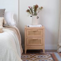 Pandora mesita de noche de madera y ratán 22 % de descuento Pandora mesita de noche de madera y ratán 22 % de descuento