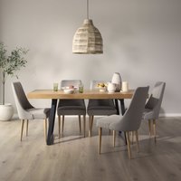 Amaia mesa de comedor rectangular de madera maciza de mango y metal gris antracita 20 % de descuento Amaia mesa de comedor rectangular de madera maciza de mango y metal gris antracita 20 % de descuento
