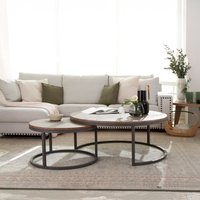 Nadine set de 2 mesas de centro de madera maciza y metal 25 % de descuento Nadine set de 2 mesas de centro de madera maciza y metal 25 % de descuento