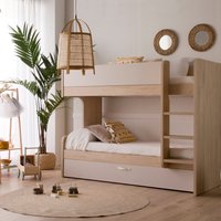 Hansel litera con cama nido para colchón de 90x190 con escalera derecha Hansel litera con cama nido para colchón de 90x190 con escalera derecha