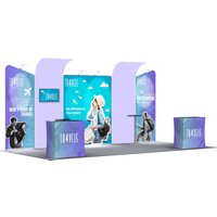 20ft Inline Trade Show Booth - Modular Fabric Display with Podium, Shelves And LED Lights