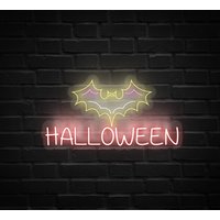 Personalized Bat Halloween Neon Sign, Acrylic + Neon Strip