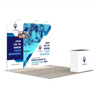 Personalized 10ft Inline Trade Show Booth - Modular Display with LED Lights, Monitor Mount And Counter