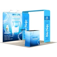Personalized 10ft Inline Trade Show Booth - Portable Backwall Display with LED Lights And Counter