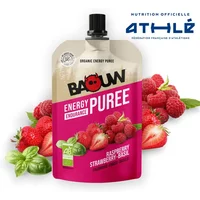 Raspberry-strawberry-basil energy purée Baouw