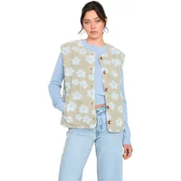 Ärmelloser floraler Plüsch-Cardigan Damen 24 Colours