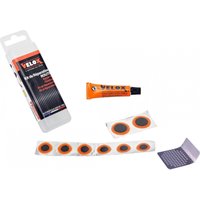 Velo Store - UK Road tube repair kit - box 6 patches 15mm + 2 patches 25mm + glue 5g + steel rape with instructions Velox | Extra 10% off with Subscription, Postage £16.79 to UK Fedex.