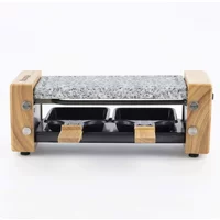 Raclette apparaat en kooksteen voor 2 personen, houten ontwerp H.Koenig