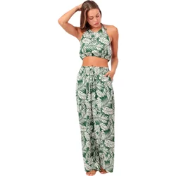 Women's Trouser And Top Set Admas Tropical Leaves