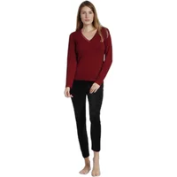 Long sleeve satin V-neck T-shirt for women Admas