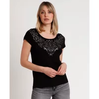 Shiny trim t-shirt for women Admas