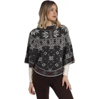 Knitted poncho with snow trim for women Admas