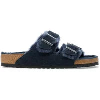 Sandals Birkenstock Arizona Shearling Suede Leather/Fur New Navy (Étroit)