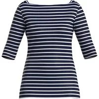 Damen T-Shirt aus Viskose mit quadratischem Ausschnitt und Streifenfigur COMMA