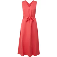 Midikleid aus fließendem Satin mit V-Ausschnitt und gebundenem Gürtel für Frauen COMMA