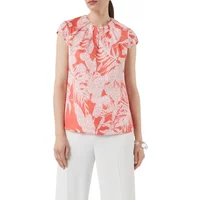 Damen Satinbluse mit Druckmuster und Rüschendetails COMMA
