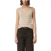 Women's Fine Knit Striped Cashmere Tank Top COMMA