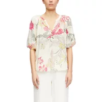 Bluse mit abstraktem Muster, Tunika-Ausschnitt, für Frauen COMMA