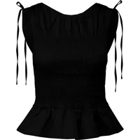 Woman's Sleeveless Ruffle Pintucked Poplin Blouse COMMA