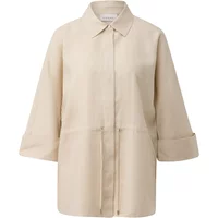 Linen Blend Shirt Collar Bib Apron for Women COMMA