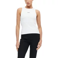 Ribbed Tank Top with Embroidered Logo Women COMMA