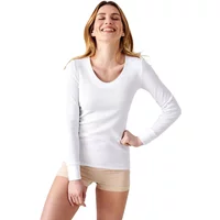 Long sleeve thermal T-shirt with a round neck, women's ribbed fleece Damart