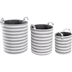 Striped Cotton Storage Basket Dkd Home Decor 35X35X40 Cm (X3)