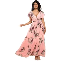 Flatterndes Druckkleid mit Schmetterlingsärmeln für Damen Goddiva Maxi