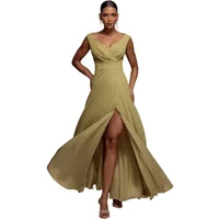 Glitzerndes Wickelkleid Damen Goddiva Lurex Maxi