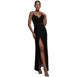 Wrap Dress For Women Goddiva Waist Tie-Up