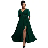 Schmetterlingsärmel Wickelkleid Damen Goddiva Maxi