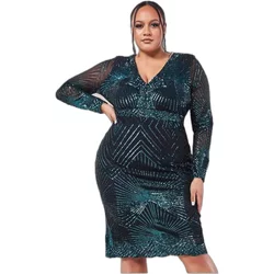 Women's Star Pattern Scalloped Hem Dress Goddiva Midi