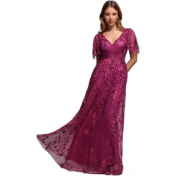 Women's Dress Goddiva Flared Sleeve Embroidered