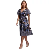 Flügelärmel Midikleid bedruckt Damen Goddiva