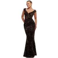 Glamouröses Pailletten- und Samtkleid, Damen Goddiva