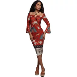 Womens Midi Printed Tie Back Dress Goddiva