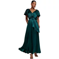 Satinkleid Wickelkleid Frauen Goddiva Maxi