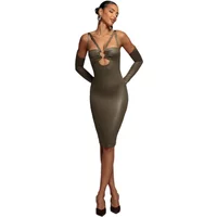 Kunstlederkleid Damen Goddiva Midi