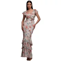 Damen Blütenmuster Chiffon Kleid Goddiva