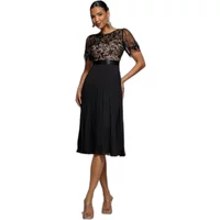 Midikleid aus bestickter Chiffon mit Falten für Damen Goddiva