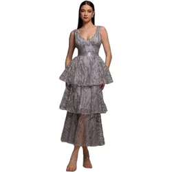 Women's Dress Goddiva Embroidered Mesh Layered