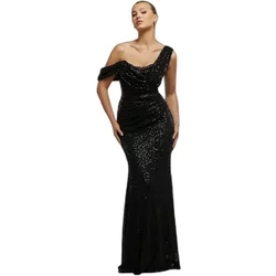 Women's Tight Dress Goddiva Sequin Cowl One