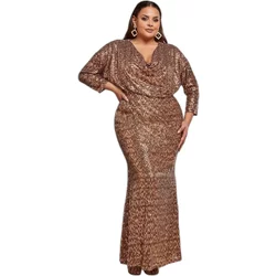 Sparkly Cowl Neck Bodycon Dress Women Goddiva
