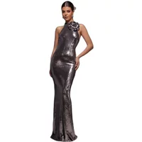 Maxi Glitzer Rückenfrei Schmeichelkleid Damen Goddiva
