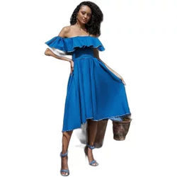 Asymmetrical Ruffle Bardot Dress Women Goddiva